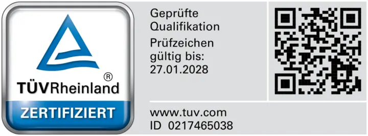TÜV-zertifizierte Qualifikation